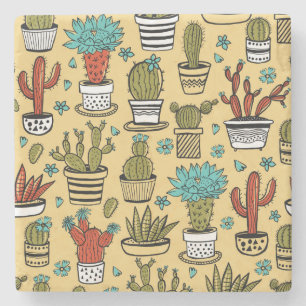 Cactus Succulent: Hand getrokken schets Stenen Onderzetter
