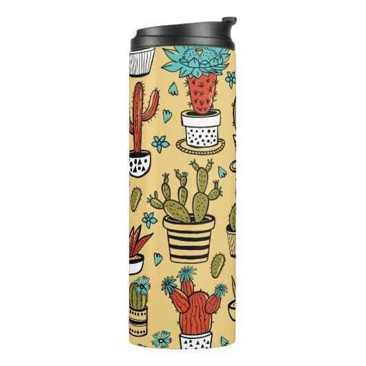 Cactus Succulent: Hand getrokken schets Thermosbeker (Gedraaid links)