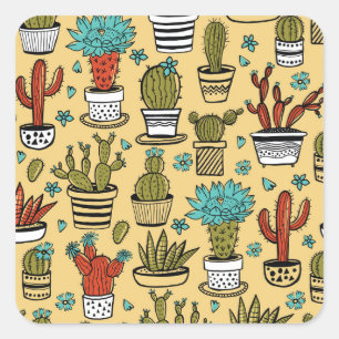 Cactus Succulent: Hand getrokken schets Vierkante Sticker