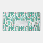 Cactus succulent hartpatroon wit groen bureaumat (Keyboard & Muis)