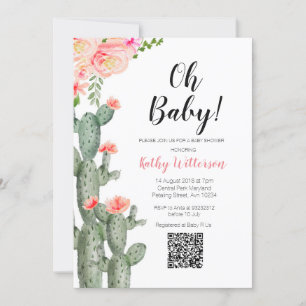 Cactus Succulent meisje baby shower Roze Bloemen Q Kaart