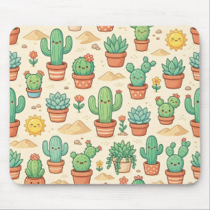 Cactus Succulent Muismat – Pastel Woestijnpatroon