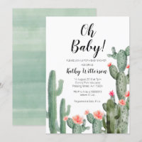 Cactus Succulent oh baby shower uitnodiging