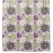 Cactus Succulent Paars Green Floral Pattern Douchegordijn (Voorkant)