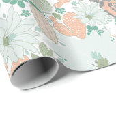 Cactus Succulent Pattern Coral Green Cadeaupapier (Rol Hoek)