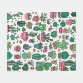 Cactus Succulent Pattern Fleece Deken (Voorkant (Horizontaal))