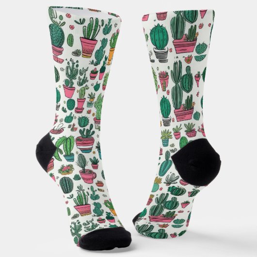 Cactus Succulent Pattern Sokken (Gebogen)