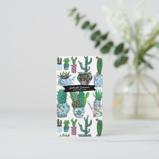 Cactus Succulent Pattern | VISITEKAARTJES (Staand voorkant)
