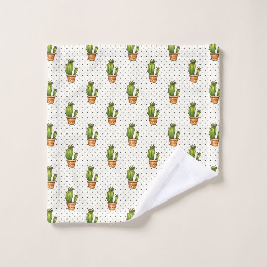 Cactus & Succulent Polk Dot Pattern Bad Handdoek (Wasdoekje)