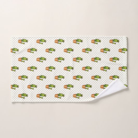 Cactus & Succulent Polk Dot Pattern Bad Handdoek (Handdoek)