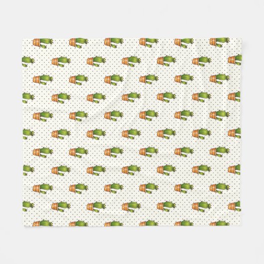 Cactus & Succulent Polk Dot Pattern Fleece Deken (Voorkant (Horizontaal))
