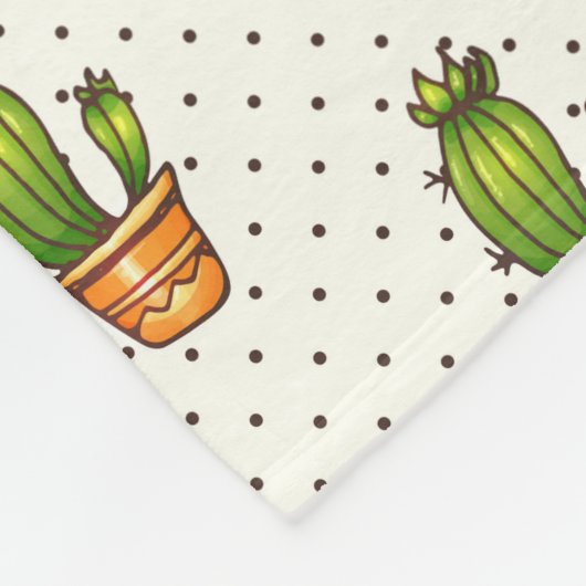 Cactus & Succulent Polk Dot Pattern Fleece Deken (Hoek)