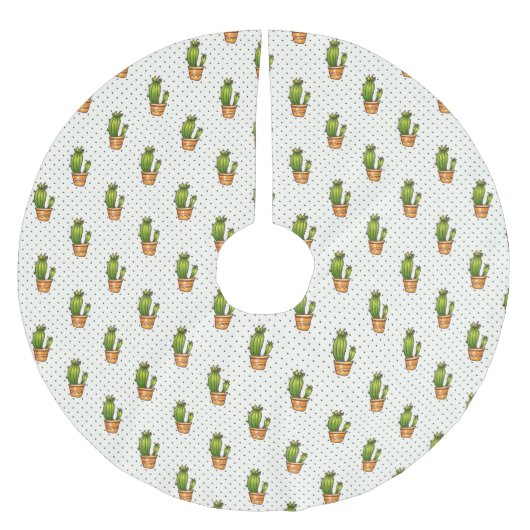 Cactus & Succulent Polk Dot Pattern Kerstboom Rok (Voorkant)