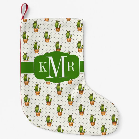 Cactus & Succulent Polk Dot Pattern Kleine Kerstsok (Voorkant)
