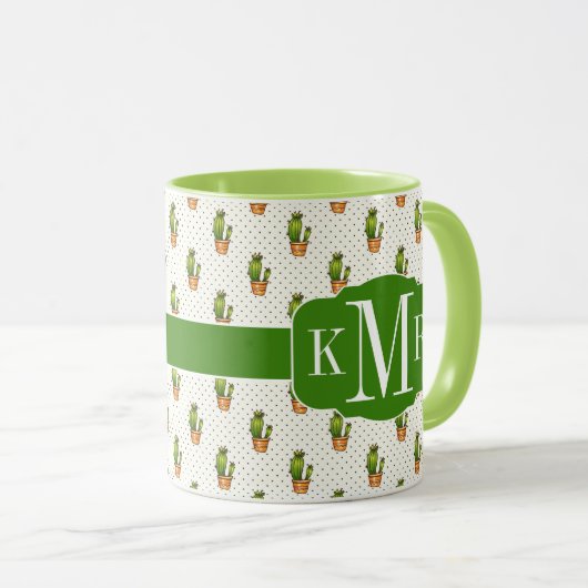 Cactus & Succulent Polk Dot Pattern Mok (Voorkant rechts)