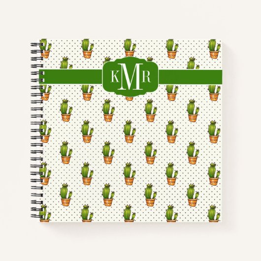 Cactus & Succulent Polk Dot Pattern Notitieboek (Voorkant)