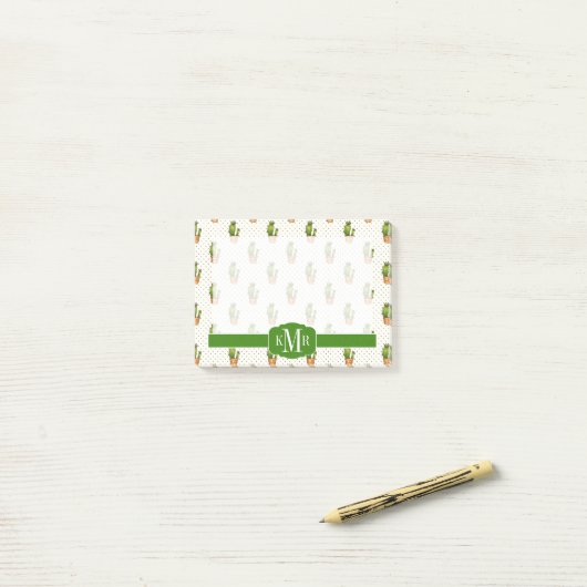 Cactus & Succulent Polk Dot Pattern Post-it® Notes (Op bureau)