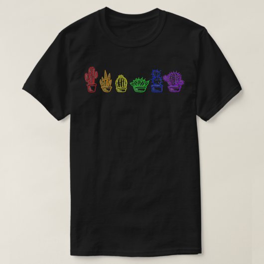 Cactus Succulent Pride Rainbow Plant Lover Subtle T-shirt (Design voorkant)