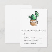 Cactus Succulent Rustique Mariage minimal RSVP (Devant / Derrière)
