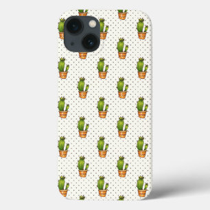 Cactus & Succulent Stippenpatroon iPhone 13 Hoesje