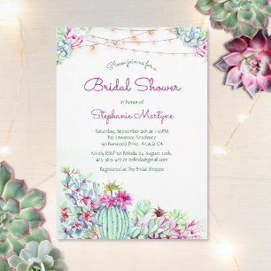 Cactus Succulent String Lights Vrijgezellenfeest Kaart