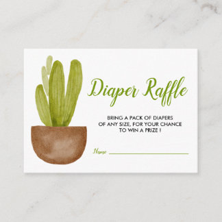 Cactus Succulent Terracotta Pot Baby Diaper Raffle Informatiekaartje