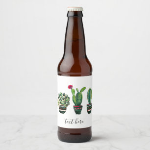 cactus, succulent, waterverf, fiesta, mexican; bier etiket