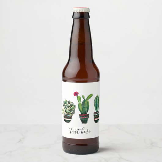 cactus, succulent, waterverf, fiesta, mexican; bier etiket (Voorkant)