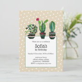 cactus, succulent, waterverf, fiesta, verjaardag kaart (Staand voorkant)
