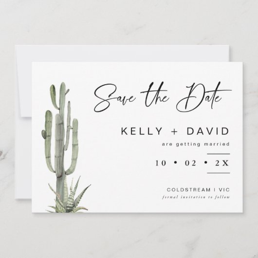 Cactus Succulent Wedding Save the Date Kaart (Voorkant)