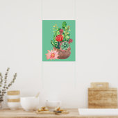 Cactus, Succulenten, Cactus Flower, Arrangement Poster (Keuken)