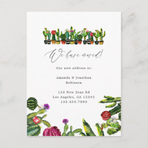Cactus Succulenten Nieuw Adres Aankondigingskaart