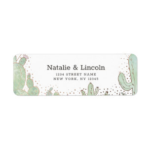 Cactus & Succulenten Trendy Bruiloft Retouradres Etiket