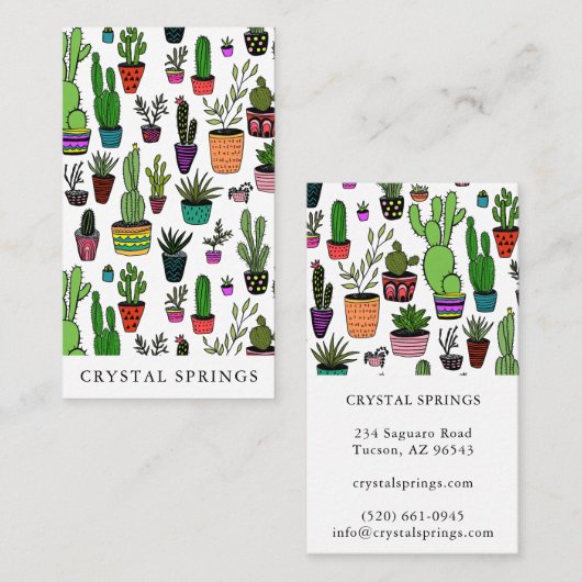 Cactus Succulents Botanical Plants Doodle Cute Visitekaartje (Voorkant / Achterkant)