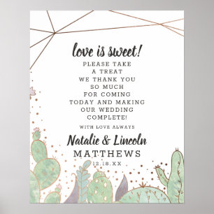 Cactus & Succulents Geo Love is Sweet Wedding Sign Poster