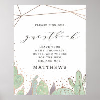 Cactus & Succulents Geometric Fun Guestbook Sign