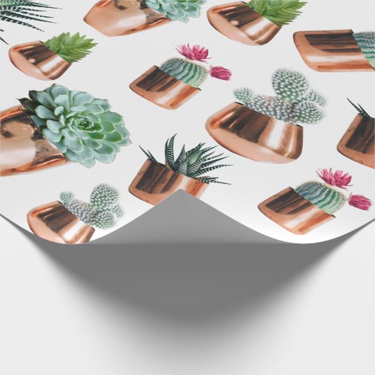 Cactus & Succulents in Roos Gold Pots Cadeaupapier (Hoek)