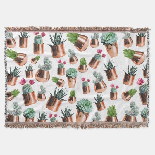 Cactus & Succulents in Roos Gold Pots Deken (Voorkant)