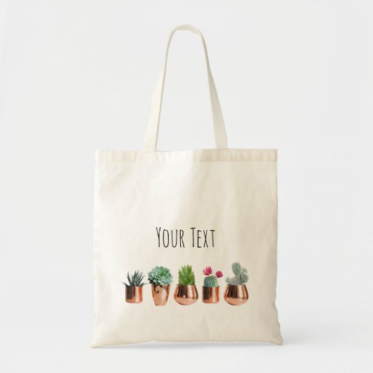 Cactus & Succulents in Roos Gold Pots Tote Bag (Voorkant)