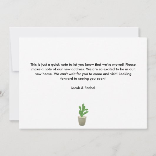 Cactus Succulents Nous avons déménagé Faire-part m (Dos)