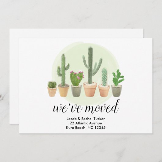 Cactus Succulents Nous avons déménagé Faire-part m (Devant / Derrière)