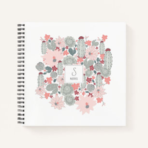 Cactus Succulents Pink Green Pattern Personalized Notitieboek