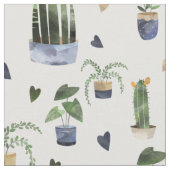 Cactus Succulents & Potted Plant Boho Pattern Stof (Close Up)