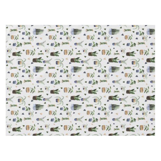 Cactus Succulents & Potted Plant Boho Pattern Tafelkleed (Voorkant (Horizontaal))