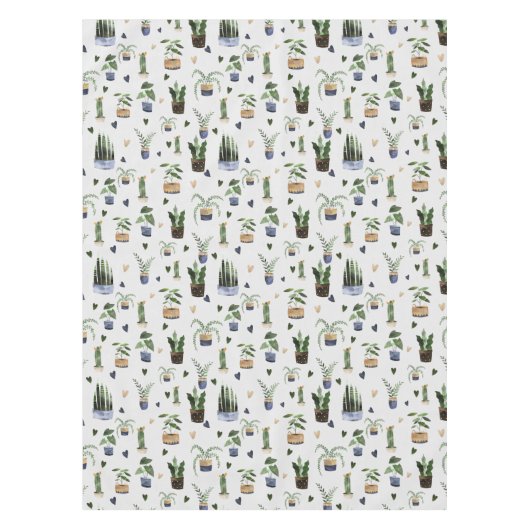 Cactus Succulents & Potted Plant Boho Pattern Tafelkleed (Voorkant)