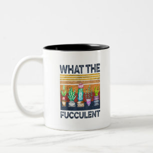 Cactus Succulents What the Fucculent Gardening Tweekleurige Koffiemok