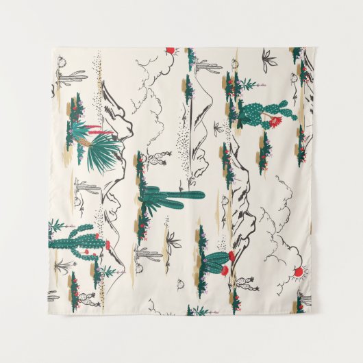 Cactus Succulents: woestijnbloemen. Wandkleed (Voorkant (horizontaal))