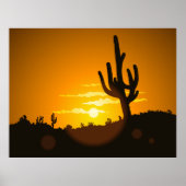 Cactus Sunset Vector Illustration - Poster (Devant)