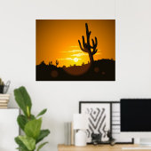 Cactus Sunset Vector Illustration - Poster (Bureau à domicile)