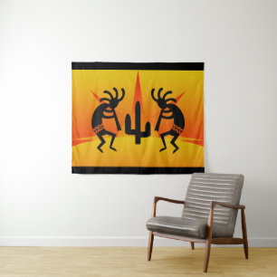 Cactus Sunset Woestijn Kokopelli Zuidwest Design Wandkleed